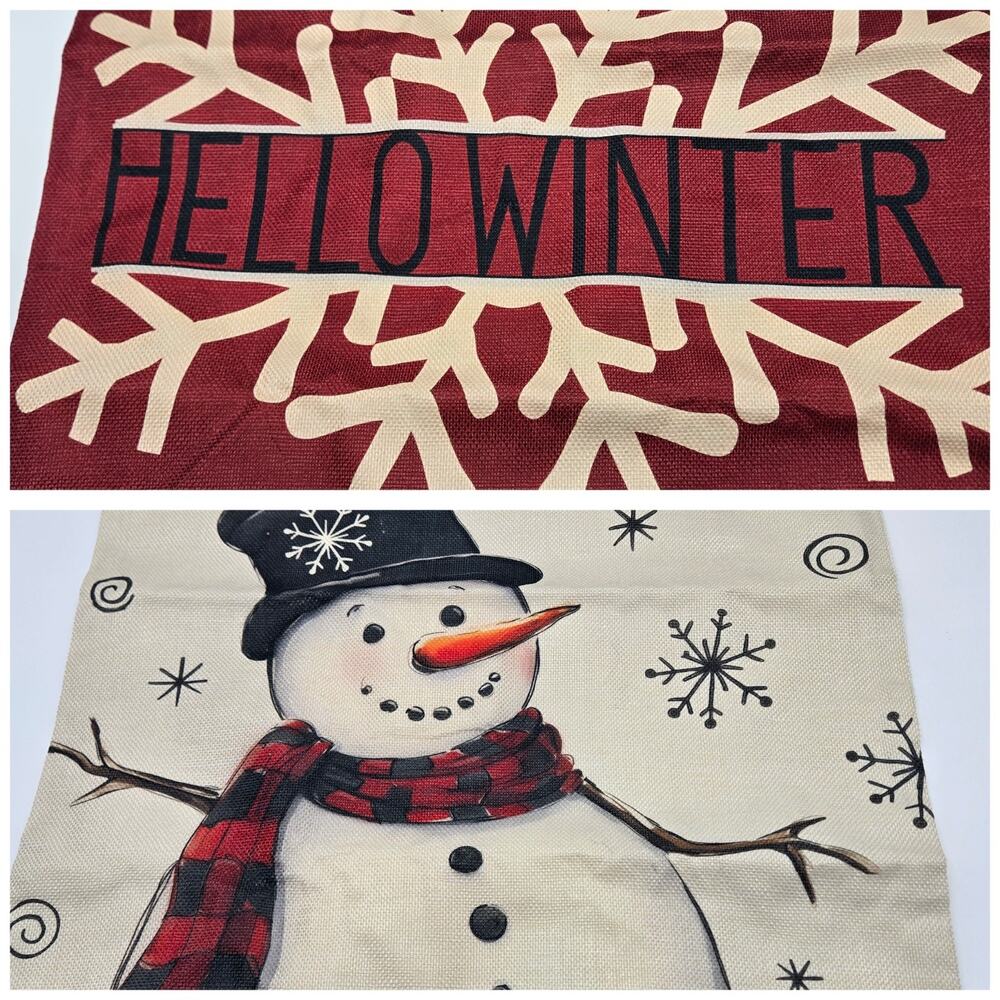 FARMHOUSE HOLIDAY Pillow Covers 17Γ17" 2pc Zip CHRISTMAS NEW! Cream Red